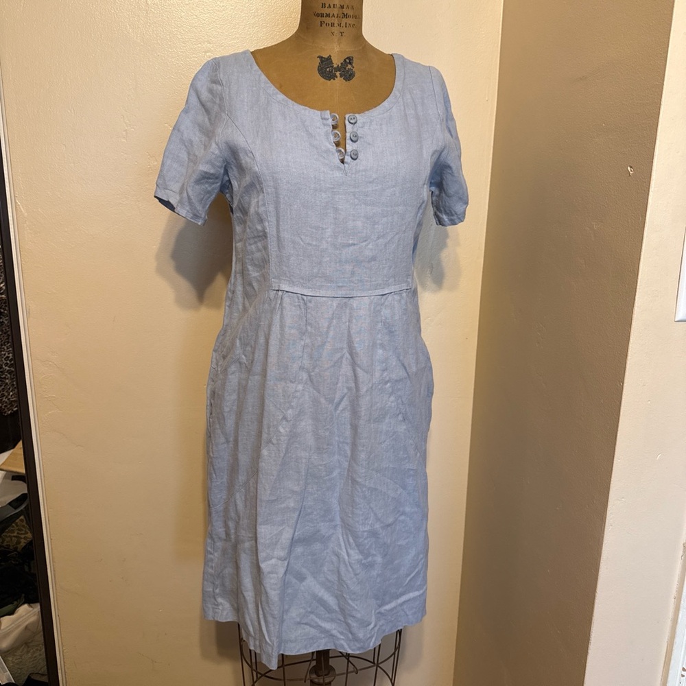 Dalia Sky Blue Midi Dress with Button Detail